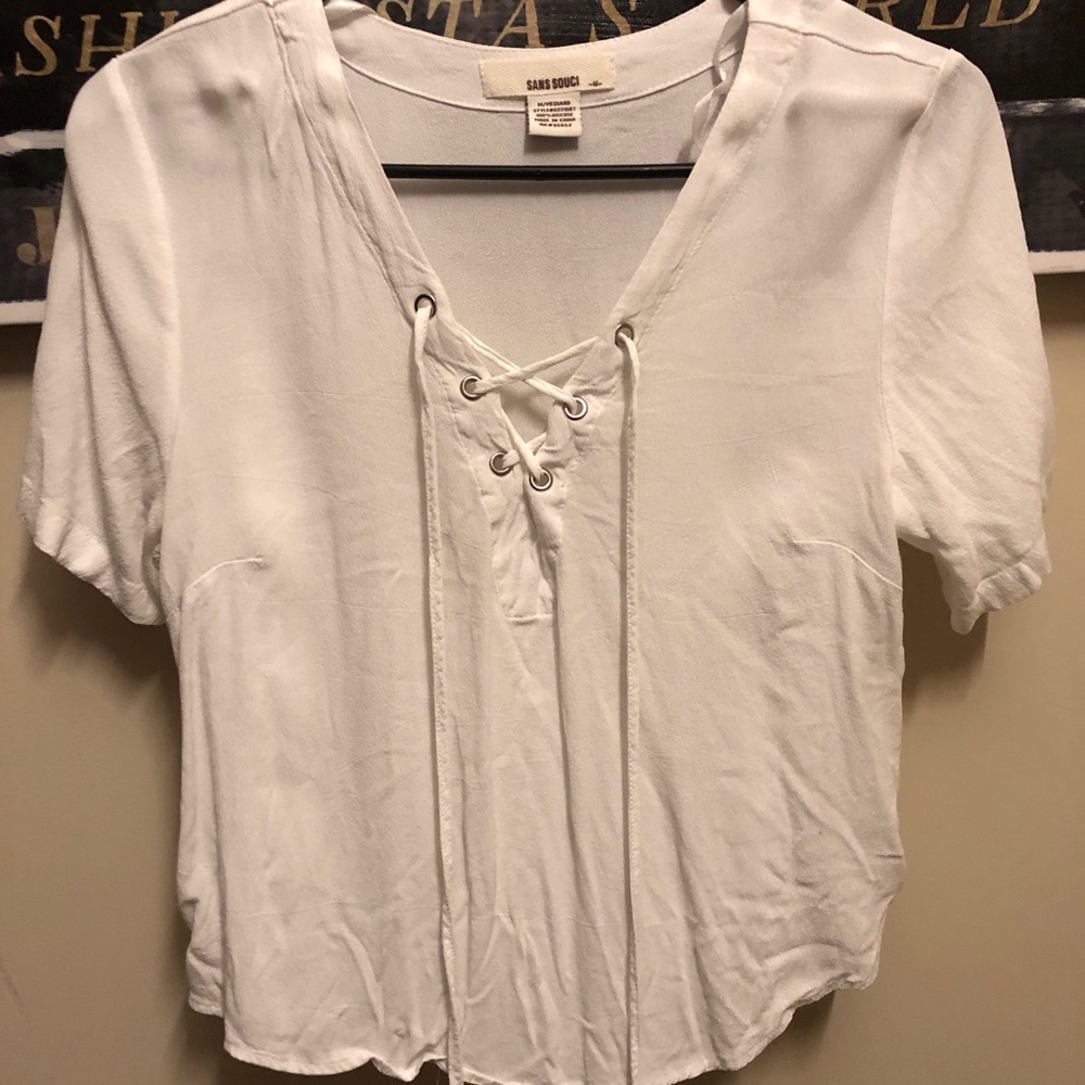 Lace Up White Top